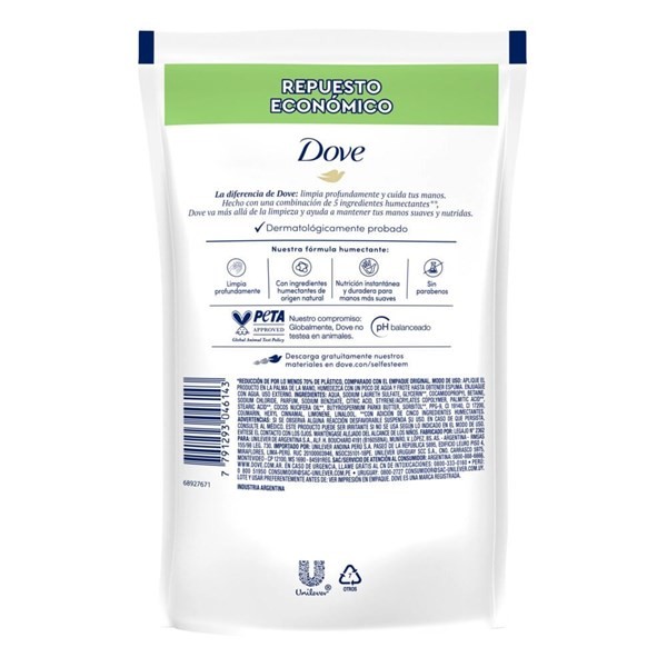 Jabón Líquido Dove Doypack Cuidado Reconfortante x 220 ml alt