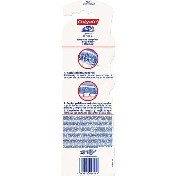 Cepillo Dental Colgate 360º Luminous White Medio 2 U alt