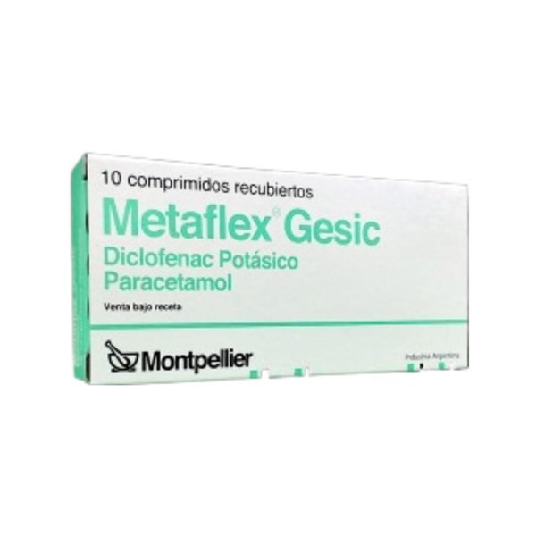 Montpellier Metaflex Gesic Diclofenac Potásico + Paracetamol x 10 Comp Recubiertos #1