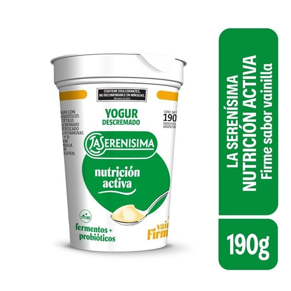 Yogur Firme Descremado Sabor Vainilla la Serenisima Nutricion Activa 190 Gr. #1