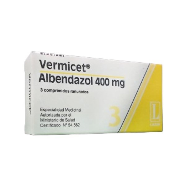 Lazar Vermicet 400 Mg Albendazol x 3 Comp Ran