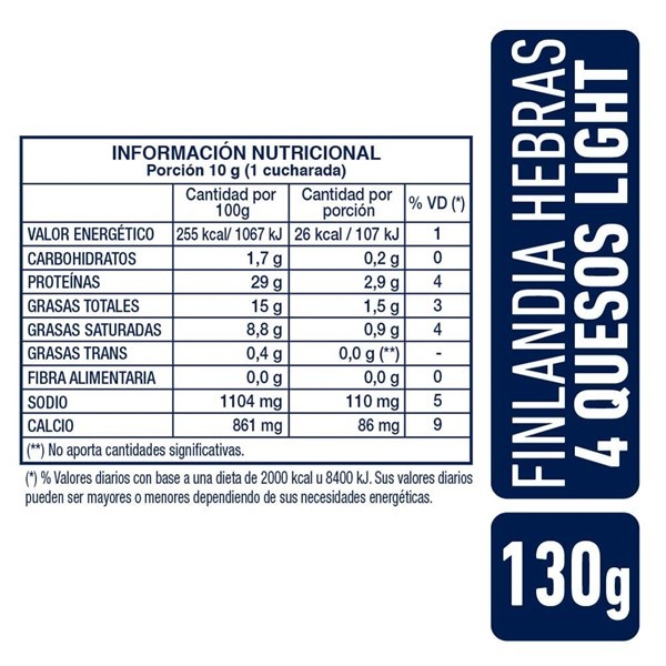 Finlandia Cuatro Quesos Light En Hebras La Serenisima 130gr alt