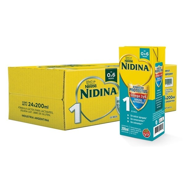 Leche Líquida Nidina de 0 a 6 meses x 24 un x 200 ml