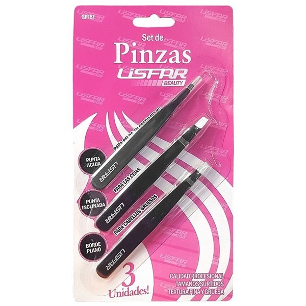 Lisfar Set de Pinzas Para Depilar (3 Unidades)