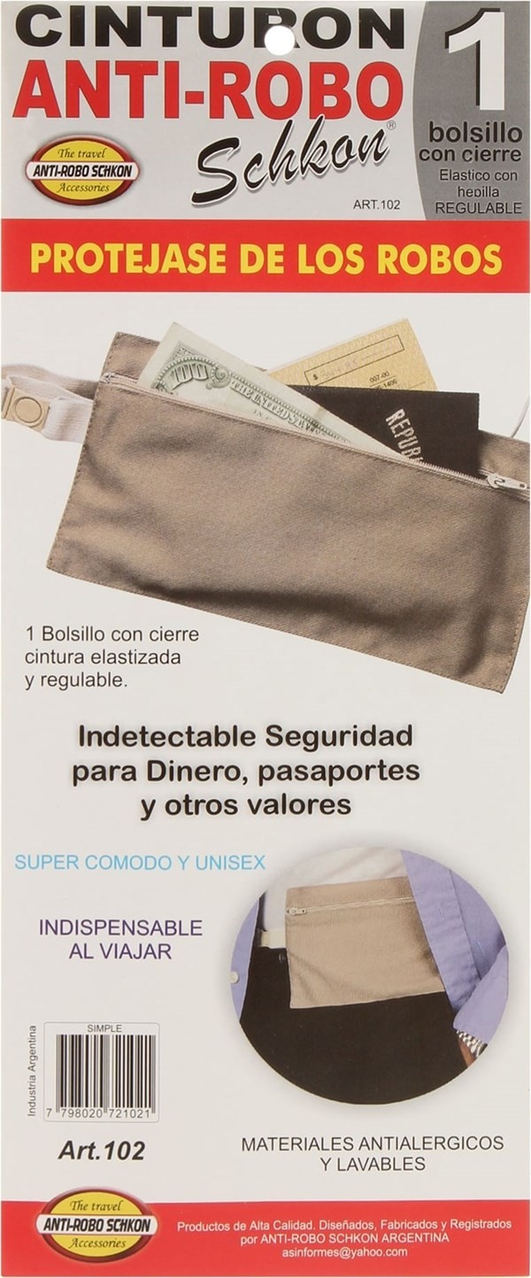 Schkon Cinturón Anti-Robo Con Cierre, Bolsillo Regulable #1