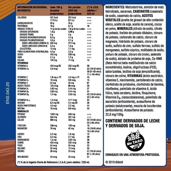 Abbott Suplemento Nutricional Advance Chocolate Lata 400 gr alt