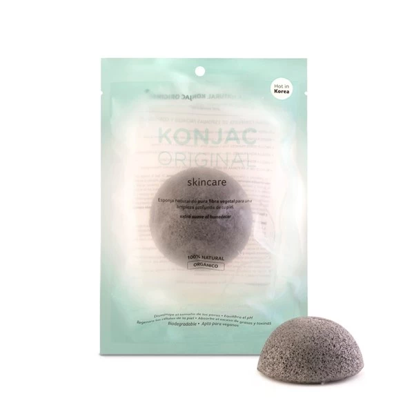 Konjac Esponja Facial  negra Con Cenizas de Bambú Natural