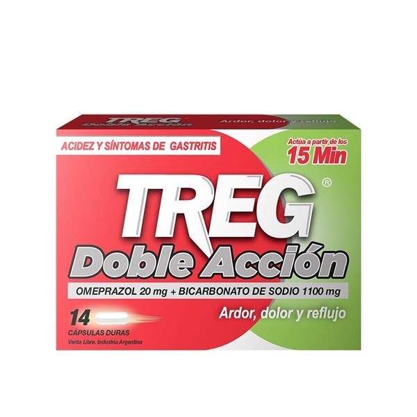 Treg Doble Accion Omeprazol 20 Mg + Bicarbonato de Sodio 1100 Mg x 14 Caps #1