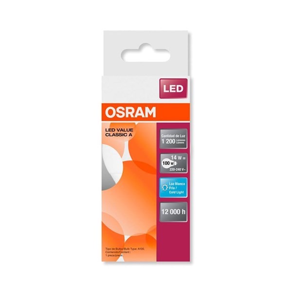 Lámpara Led Bulbo 14W Luz Fría E27 Osram #1