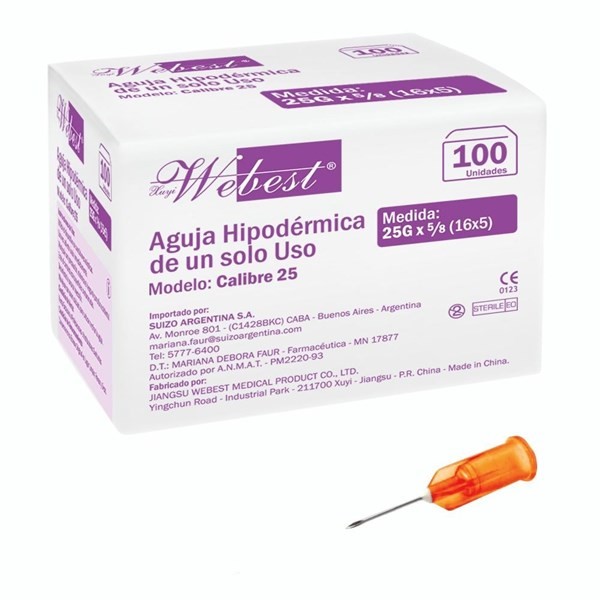 Aguja Descartable 16x5 25 g x 58 /" X100 - Webest