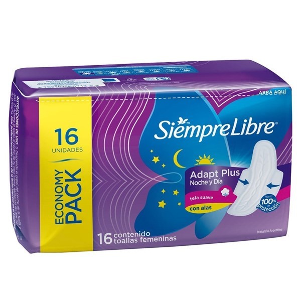 Siempre Libre Toallitas Femeninas Adapt Plus Noche Y Dia Con Alas alt