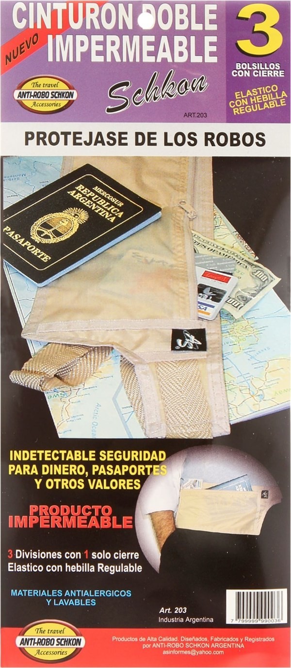 Schkon Cinturón Impermeable 3 Divisiones, Con Cierre Único #1