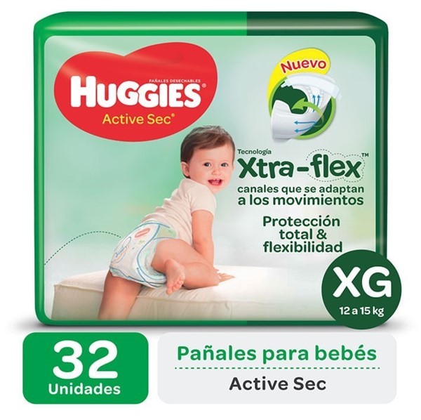 Huggies Pañales Active Sec Talle Xg (32 Unidades) alt