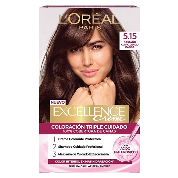 Kit Tintuta Excellence Creme Con Ácido Hialurónico Color 5 15 Castaño Claro Cenizo Caoba