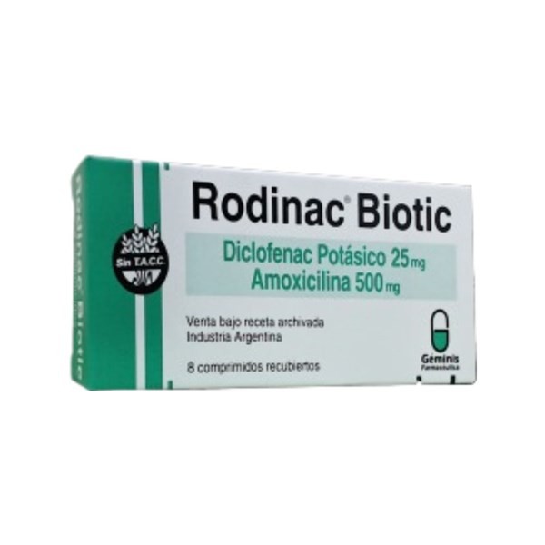 Géminis Farmacéutica Rodinac Biotic Amoxicilina + Diclofenac x 8 Comp Recubiertos #1