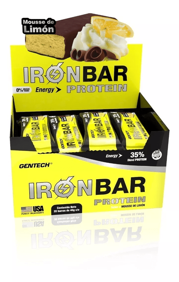 Gentech Ironbar 20 Barras Proteicas Limon
