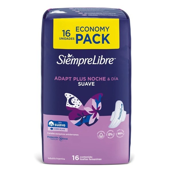 Toallas Femeninas Siempre Libre Adapt Plus Noche Y Día Suave Con Alas X 16 Un #1
