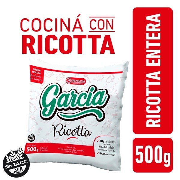 Tregar Ricotta Entera Baja En Sodio García 500gr