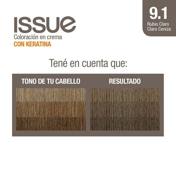 Issue Tintura Kit Keratina N° 9.1 Rubio Claro Claro Ceniza alt