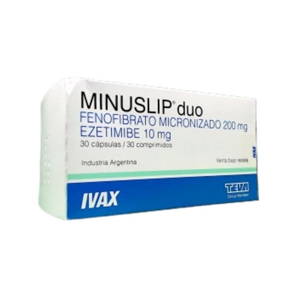 Teva Minuslip Duo Ezetimibe + Fenofibrato 200 / 10 Mg x 30 Cáps #1