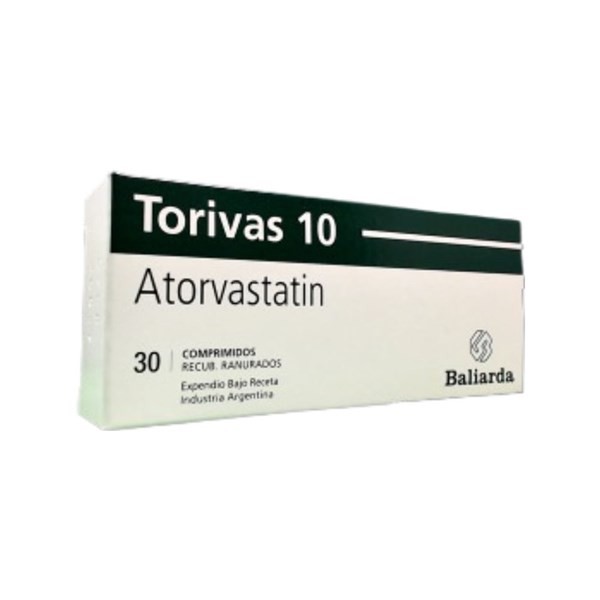 Baliarda Torivas 10 Mg Atorvastatín x 30 Comp Recubiertos Ranurados
