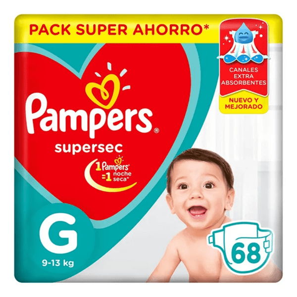 Pañales Pampers Super Sec Max g (68 Unidades) #1