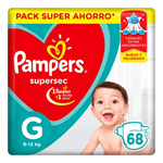 Pañales Pampers Super Sec Max g (68 Unidades) #1