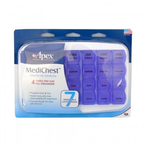 Pastillero Organizador Semanal Con Comidas Tapa Presion Apex #1