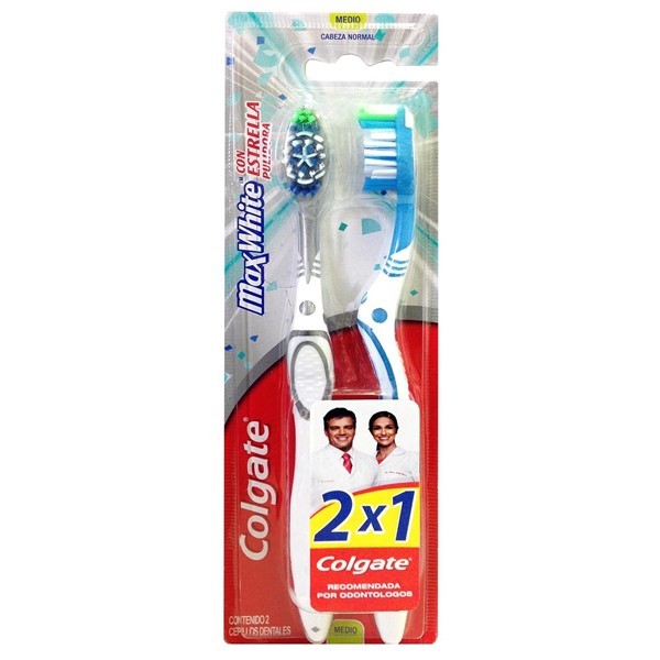 Colgate Cepillo Dental Max White Medio 2 Unidades Promo Precio Especial alt