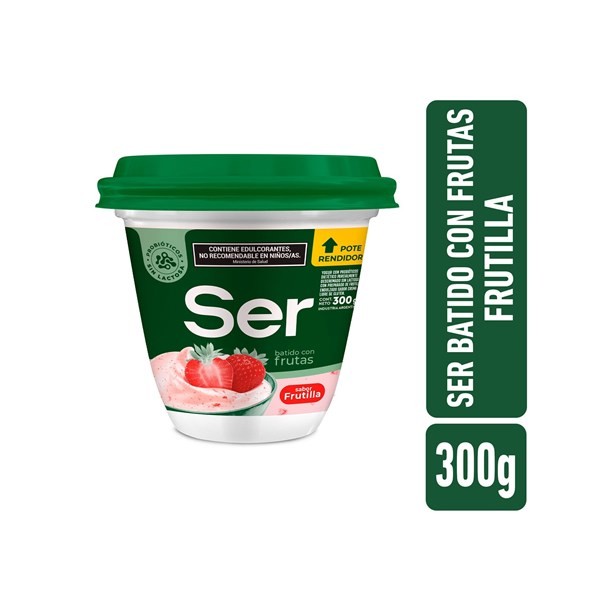 Yogur Batido Con Frutilla Sin Lactosa Ser en Pote 300 grs #1