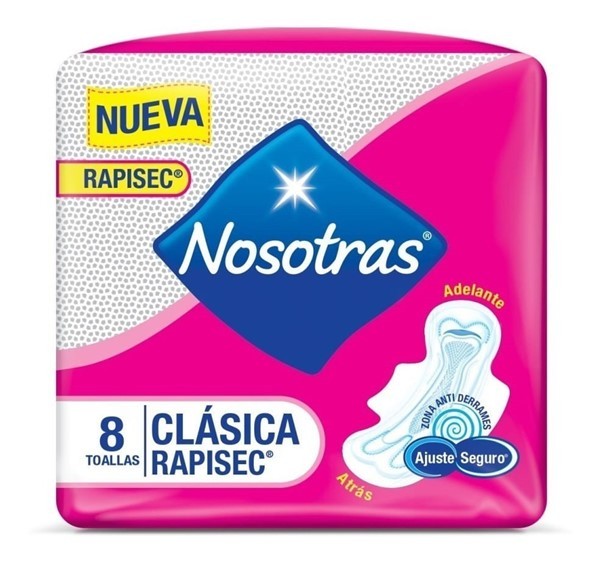 Nosotras Toallitas Higénicas Clásicas Rapisec x 8 U Unico