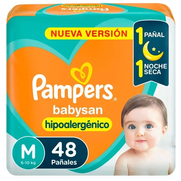 Pampers Pañales Babysan Hipoalergénico Talle m (48 Unidades)
