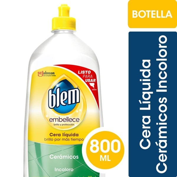 Cera Líquida Pisos Cerámicos Blem Incoloro Botella 800ml #1 Cera Líquida Pisos Cerámicos Blem Incoloro Botella 800ml #1
