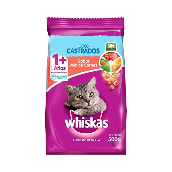 Alimento Whiskas Castrados Mix Carnes 500g
