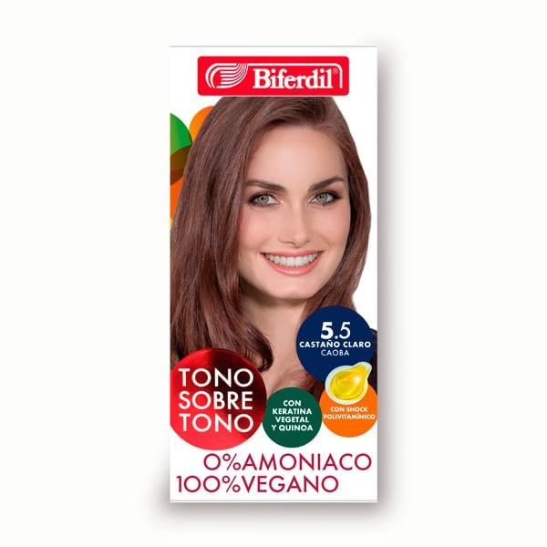 Kit De Coloracion Tono Sobre Tono 5.5 Castaño Claro Caoba #1