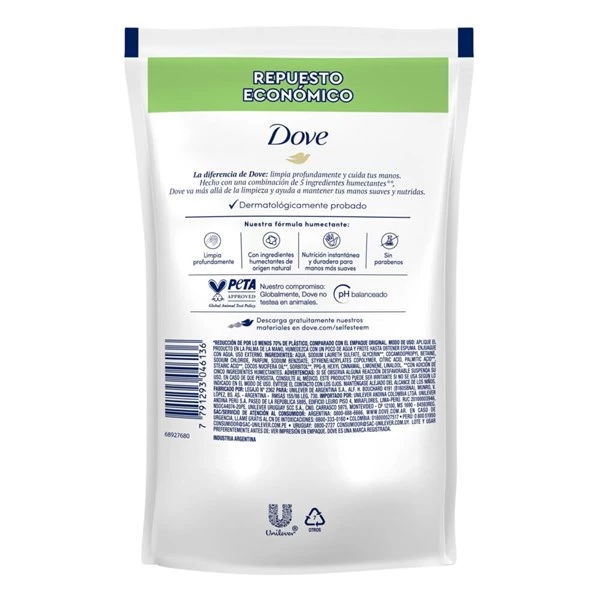 Jabón Líquido Para Manos Dove Original x 220 ml alt