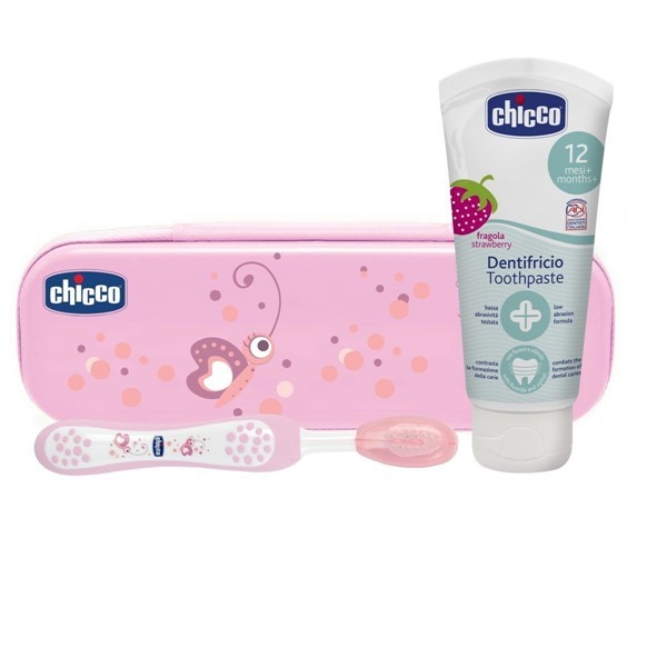 Chicco Set de Higiene Bucal Rosa + 12 meses