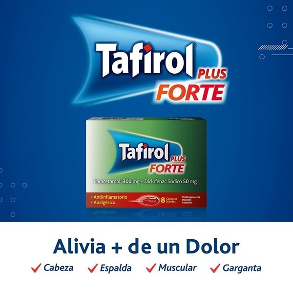 Tafirol Forte Plus Con Diclofenac sódico +  Paracetamol x 8 cápsulas blandas alt