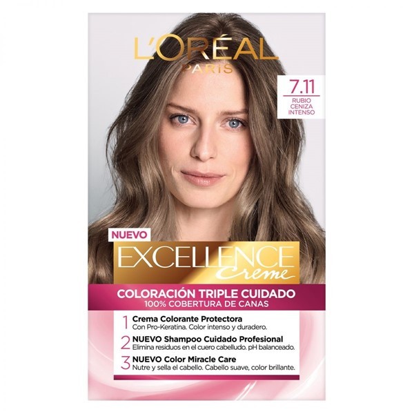 Excellence Kit Coloracion 7.11 Rubio Ceniza Profundo