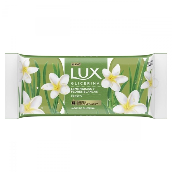 Lux Jabón de Glicerina en Barra Lemongrass Y Flores Blancas 90 g x 3u alt
