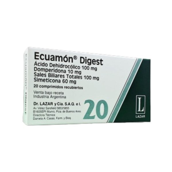 Lazar Ecuamon Digest Dehidrocólico, C. + Asoc. x 20 Comp Recubiertos #1