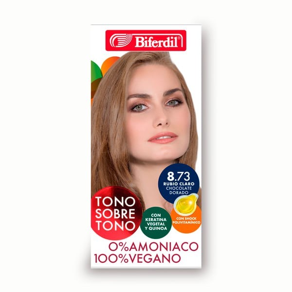 Kit Coloracion Tono Sobre Tono 8.73 Rubio Claro Chocolate Dorado #1