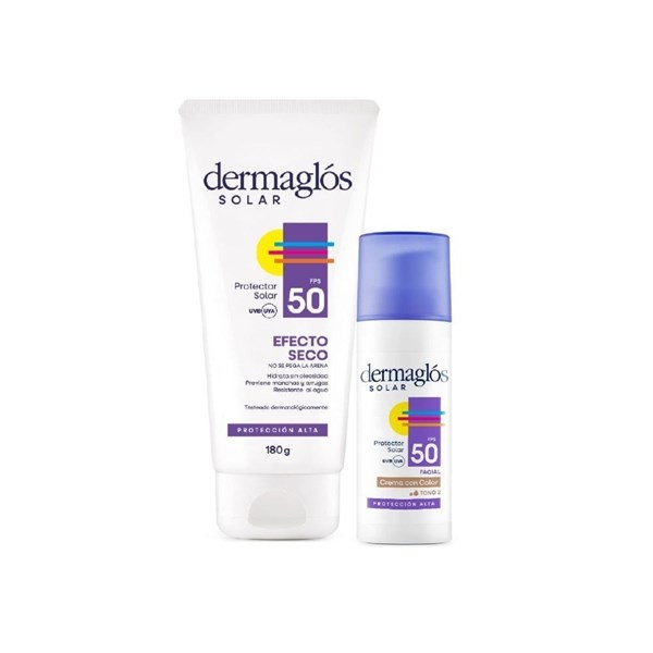 Dermaglos Kit Solar Efecto Seco Con Color Medio Tamaño 2 Unid #1