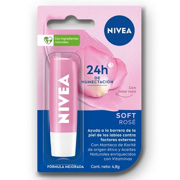Nivea Protector Labial Humectante Soft Rosé Para Todo Tipo de Piel 4.8 Grs alt
