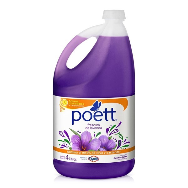 Limpiador Líquido Desinfectante Poett Pisos Lavanda x 4 l #1