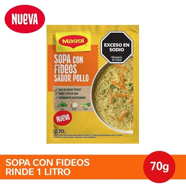 Sopa Maggi con Fideos Sabor Pollo 70 g #1