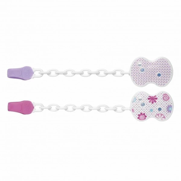 Chicco Clips Con Cadena Rosa alt