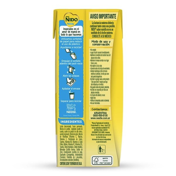 Nestlé Nido 3 Vainilla Brick x 200 ml alt