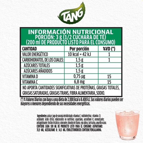 Jugo en Polvo Tang Sabor Pomelo Rosado 15 g alt