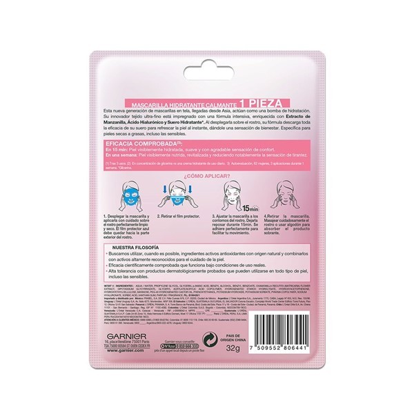 Garnier Mascarilla en Tela Hidra Bomb Calmante de Manzanilla x 1 un alt